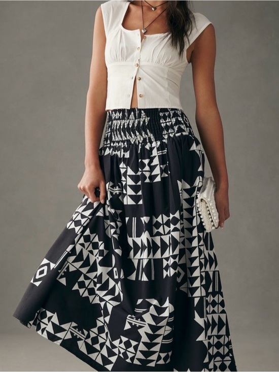 Anthropologie Dresses & Skirts - Anthropologie - Black & White Geometric Maxi Skirt - Women's Flowing A-Line
